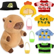 Resim 9 Kıyafet ve Aksesuar ile Kapibara Peluş Oyuncak, 25.91cm Sevimli Kahverengi Teddy Bear Bebek Kıyafet, Yumuşak Sentetik Fiber Malzeme, Kızlar ve Erkekler için İdeal, Oyun Zamanı Arkadaşı | Oyun Sever Tasarım | Yumuşak Kumaş Oyuncak 