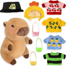 Resim 9 Kıyafet ve Aksesuar ile Kapibara Peluş Oyuncak, 25.91cm Sevimli Kahverengi Teddy Bear Bebek Kıyafet, Yumuşak Sentetik Fiber Malzeme, Kızlar ve Erkekler için İdeal, Oyun Zamanı Arkadaşı | Oyun Sever Tasarım | Yumuşak Kumaş Oyuncak 