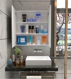 Resim Dzdizayn Mdf Lavobo Üstü Aynalı Banyo Dolabı Çok Amaçlı 60x60 Mdf 