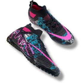 Resim LALİGA Çoraplı Halısaha Ayakkabı Siyah Fuşya Desenli 