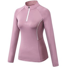 Resim Yunboo Kadın Yoga Sweatshirt - Yüksek Esneklikli, Hızlı Kuruyan, Yaka Rezipli, Uzun Kollü - Spor, Koşu, Fitness İçin Pembe M 92506 