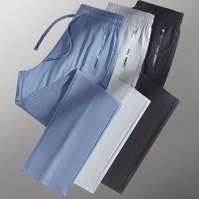 Resim 3 adet Kadın Yaz Spor Pantolonu - Nefes Alabilen, Yüksek Bel, Bağcıklı, Yan Cep Detaylı, Esnek Naylon, Açık Gri, Rahat Spor Giyim, Yaz Rahat Giyim|Minimalist Tasarım|Polyamide Kumaş 