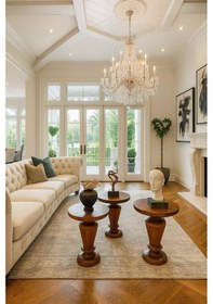 Resim Modern Ahşap Mantar Sehpa Seti Meşe Renk 3 Lü Zigon Kahverengi 