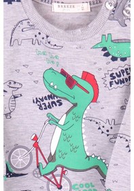 Resim Breeze Erkek Bebek Eşofman Takımı Dinozor Baskılı Gri (9 Ay-1.5 Yaş) 