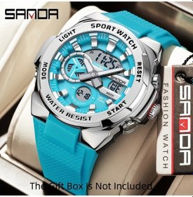 Resim Oldfriend Sanda Erkek Spor Saati Gece Işığı 50m Su Geçirmez Kronometre Alarm Takviye Siyah Gümüş Diğer 