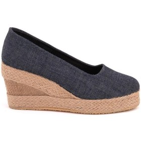 Resim Kot Mavi Kot Mavisi Platformlu Keten Dolgu Topuk Pl1000-1022 