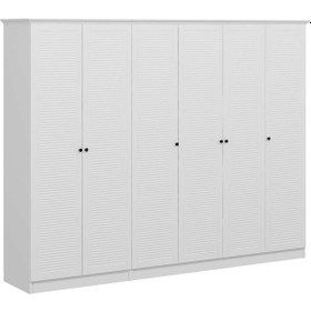 Resim Kale 6 Kapaklı 2ç Taçlı Dolap Beyaz Mebran Panjur Beyaz 190cm Beyaz 