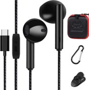 Resim Kablolu Kulak İçi Kulaklıklar, USB-C Mikrofonlu Yüksek Kaliteli Ses Kulaklıkları, Samsung A54/A53/S23/S22/S21/S20/S20FE,Huawei P40/P30, Xiaomi 13, Google Pixel, OnePlus 9T için, iPad Pro için - Siyah 