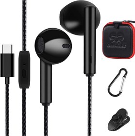 Resim Kablolu Kulak İçi Kulaklıklar, USB-C Mikrofonlu Yüksek Kaliteli Ses Kulaklıkları, Samsung A54/A53/S23/S22/S21/S20/S20FE,Huawei P40/P30, Xiaomi 13, Google Pixel, OnePlus 9T için, iPad Pro için - Siyah 