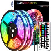 Resim Kablosuz kontrol akıllı LED şerit ışıklar, kızılötesi uzaktan kumandalı RGB aydınlatma dekorasyonu, esnek ışıkla oturma odası atmosfer ışığı 
