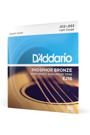 Resim Daddario D'Addario EJ16 Takım Tel Akustik Gitar Teli Phosphor Bronze 12-53 