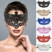 Resim 1 Adet Parti Karnaval Altın Tozlu Boşluklu Tilki Plastik Yarım Yüz Venedik Maskesi 
