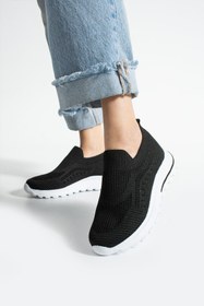 Resim Ayax Siyah Triko (Beyaz Taban) Günlük Kadın Sneaker 