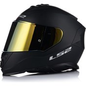 Resim LS2 Storm 2 Mat Siyah Full Face Motosiklet Kaskı Gold Camlı 