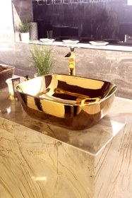 Resim Bathco Olea Rectangular Gold Tezgah Üstü Lavabo 