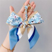 Resim Silver1 Gıoıo Yeni Ipek Eşarp Anahtarlık Kişiselleştirilmiş Inci Papyon Çanta Çekicilik Dokuma Anahtarlık (Yurt Dışından) 