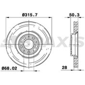 Resim BRAXIS ON FREN DISK AYNA VOLVO S60 I (384) 2.0 T -2.4 0010 V70 II (285) 2.4 0508 XC90 I (275) D3 / D5 0914 