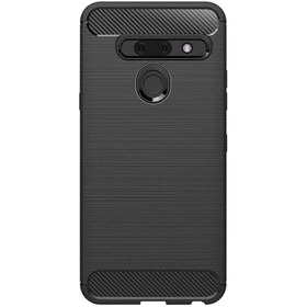 Resim Microcase Lg G8 Thinq Brushed Carbon Fiber Silikon Kılıf - Siyah 