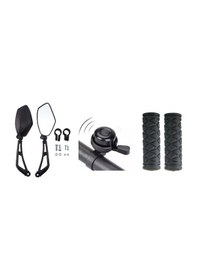 Resim BİSİKLET AKSESUAR SETİ 3 LÜ (AYNA-ZİL-PVC ELCİK) Siyah 