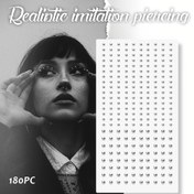 Resim 180 adet 1 set, Delme gerektirmeyen Dudak Çivisi Stickerları, Kendinden yapışkanlı ve Yeniden kullanılabilir, Gotik Rock Tarzı Yüz Süsleme Stickerları, 14 Yaş ve Üzeri için Uygun 