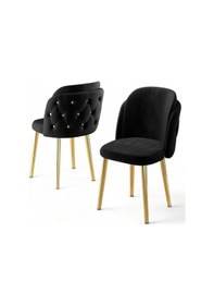 Resim Canisa Axle Serisi 1 Adet Siyah Mutfak Sandalyesi Gold Kaplama Metal Ayak 1. Sınıf Babyface Kumaş Sandalye Siyah Ayaklar Gold 