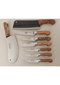 Resim Lazoğlu 8 Parça Kasap Kurban Mutfak Bıçak Seti Satır Bıçağı 