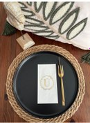 Resim Gold Yaldızlı Beyaz Çelenkli Ü Harfi Garson Peçete 16 Adet 