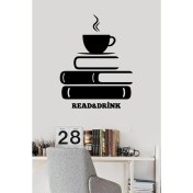 Resim GMWAX Kahve ve Kitap Köşesi Duvar Özel Yeni Sticker Yapıştırma (Sudan ve Nemden Etkilenmez) 