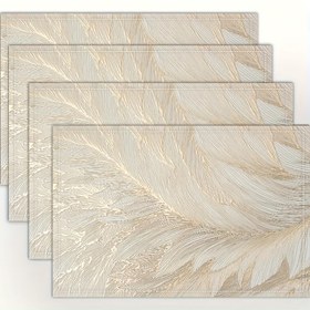 Resim 4'lü Set, Altın Yaprak Desenli Masa Altlığı - Yemek Masası ve Mutfak Dekoru için Kolay Temizlenebilir (30.48x45.72 cm) 