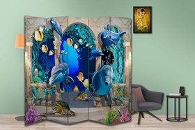 Resim Deniz Tasarımlı Özel Tasarım Paravan Room Divider 180 x 200 cm 