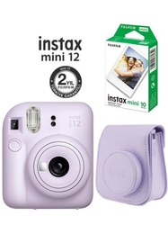Resim Fujifilm Instax Mini 12 Lila Fotoğraf Makinesi 10'lu Film ve Deri Çantalı Seti 