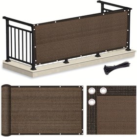 Resim Dayanıklı Gizlilik Perdesi - 150GSM Rüzgar ve Toz Geçirmez Ağ Kumaş, Açık Alanlar, Balkonlar & Havuz Kenarları İçin Uygun - Kahve Renk, 1 Adet 