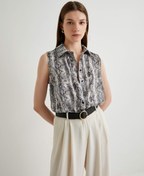 Resim Yılan Derisi Desenli Gömlek Kolsuz Düğmeli 