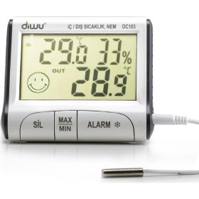 Resim Diwu Dc103 İç Dış Max-Min Prob Termometre Nem Ölçer 