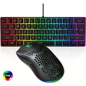 Resim Honeybeeshop Hxsj 61 Tus Rgb Mini Mekanik Klavye Ve Fare Kombosu Siyah Oyun Seti Pc Icin Diğer 