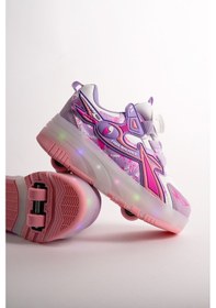 Resim Muggo Pato Çocuk Işıklı Patenli Tekerlekli Sneaker Spor Ayakkabı Mor 