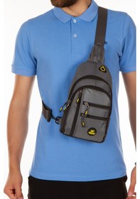 Resim Newish Polo Erkek Kumaş Usb Kulaklık Çıkışlı Bodybag Göğüs Ve Omuz Çantası New172 - Gri 