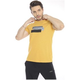 Resim Erkek Spor Hardal Bisiklet Yaka Slim Fit T-Shirt-3356 