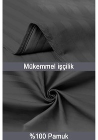 Resim Çizgili Saten 2'li Yastık Kılıfı Siyah 
