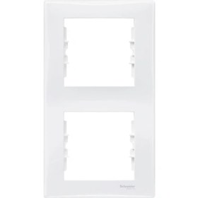 Resim Schneider Sedna Beyaz Ikili Dikey Anahtar ve Priz Çerçevesi 