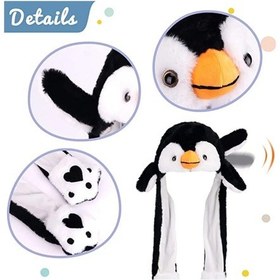 Resim Mj Toys Kulakları Hareket Eden Beyaz Penguen Peluş Şapka 