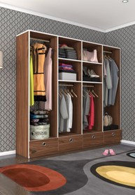 Resim Kenzlife Giysi Dolabı 4 Bölmeli 4 Çekmeceli Kamil 182*200*42 Cvz Dolap Kapaksız 