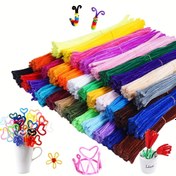Resim DIY El Sanatları için 100 Adet Çok Renkli Boru Temizleyici - Çeşitli Renklerde Canlı Polyester Şönil Saplar (Sarı, Mor, Mavi, Yeşil, Turuncu, Kırmızı) - Doğum Günleri, Anneler Günü, Sevgililer Günü ve Buket Projeleri İçin Mükemmel 