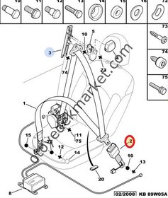 Resim PEUGEOT 206 EMNİYET KEMERİ SAĞ (ORJİNAL) 