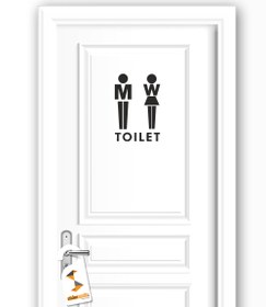 Resim Toilets Men Women Tuvalet WC Kadın Erkek Dekoratif Çok Amaçlı Dekoratif Kapı, Duvar Sticker - 13x19 cm / Siyah / Dekoratif Sticker 