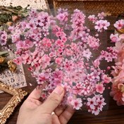 Resim 6 Büyük Su Geçirmez Kiraz Çiçeği, Şeftali Çiçeği ve Diğer Pembe Çiçek Bitkisi Desenli Sticker Paketleri, DIY Günlük Dergi Scrapbook'ları, Kartlar, Selamlama Kartları, Fotoğraflar, Su Bardakları ve Diğer Dekoratif Sticker Paketleri için Uygun, Mektup Hediyelik Ambalaj Kapama Sticker'ları 