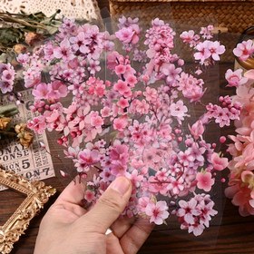 Resim 6 Büyük Su Geçirmez Kiraz Çiçeği, Şeftali Çiçeği ve Diğer Pembe Çiçek Bitkisi Desenli Sticker Paketleri, DIY Günlük Dergi Scrapbook'ları, Kartlar, Selamlama Kartları, Fotoğraflar, Su Bardakları ve Diğer Dekoratif Sticker Paketleri için Uygun, Mektup Hediyelik Ambalaj Kapama Sticker'ları 