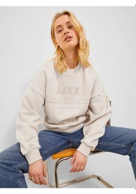Resim Jjxx Bisiklet Yaka Rahat Kesim Bej Kadın Sweatshirt 12250175 001 