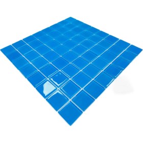 Resim MozaiKristaL Havuz, Mutfak, Banyo, Sauna, Spa, Zemin, Duvar ve Yaşam Alanlarının Tüm Yüzeyleri Için 38X38X4 mm Açık Mavi, 31.5X31.5 Cm. Fileli Kristal Mozaik. ( 10 File = 1 M2 Fiyatıdır ) 