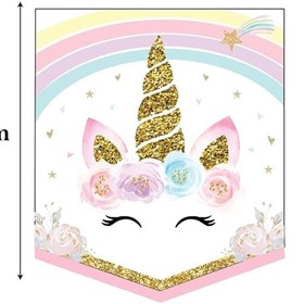 Resim Pembe Unicorn Detaylı İyi ki Doğdun Banner - Pembe / Tek Ebat 